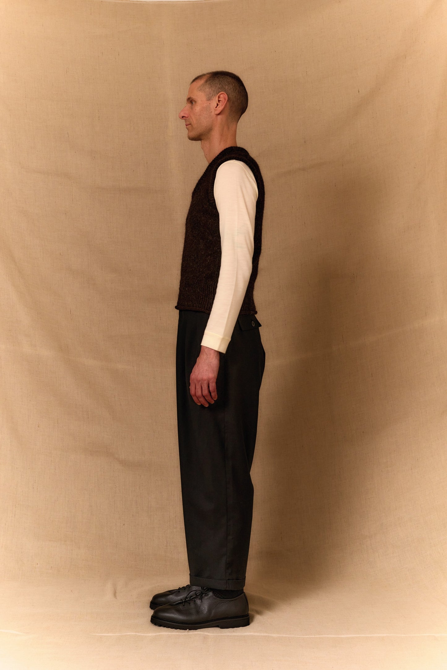 【WRIGHT+DOYLE / ライトアンドドイル】Double Pleat Trousers - Ebony