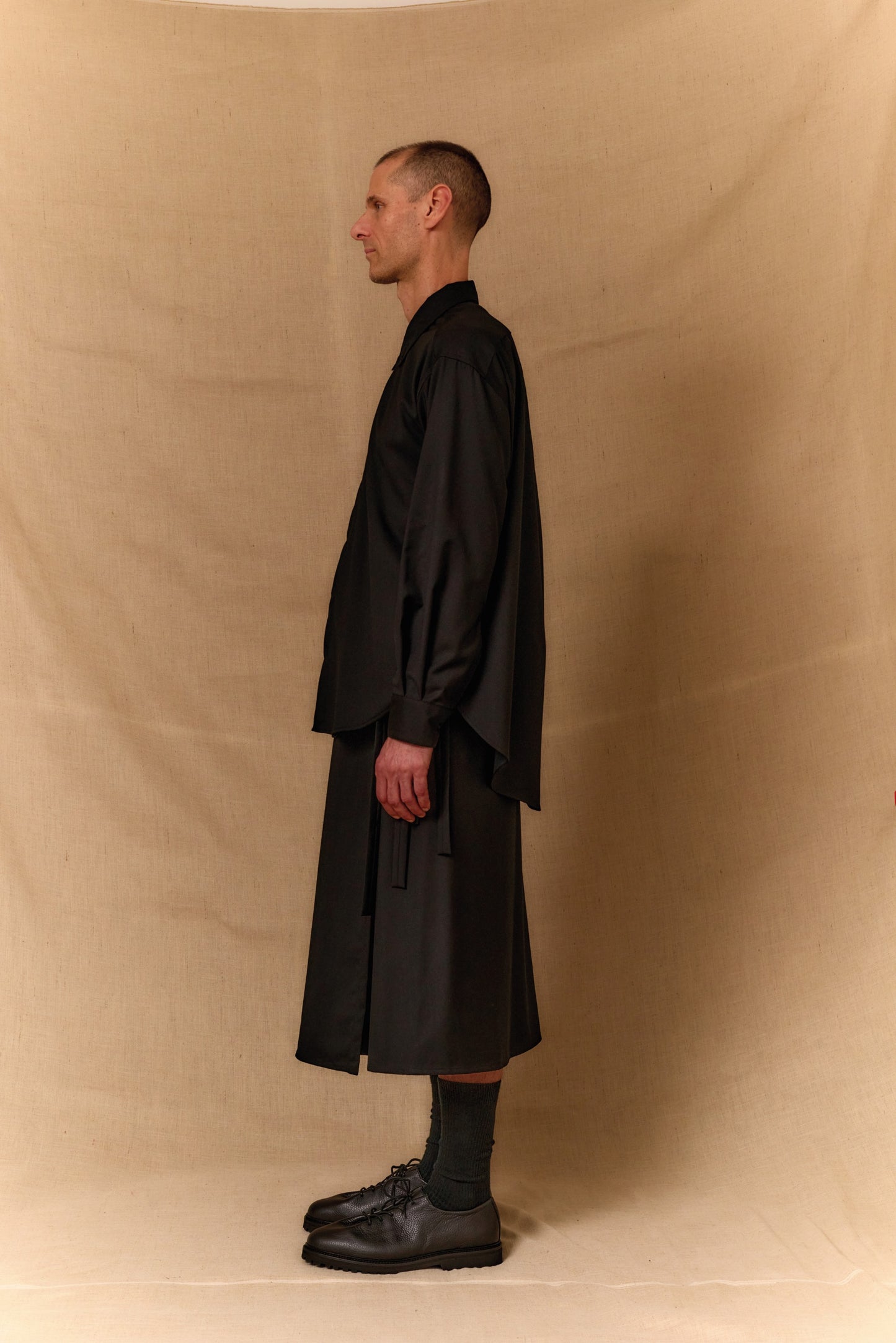 【WRIGHT+DOYLE / ライトアンドドイル】Overlap Kilt - Ebony