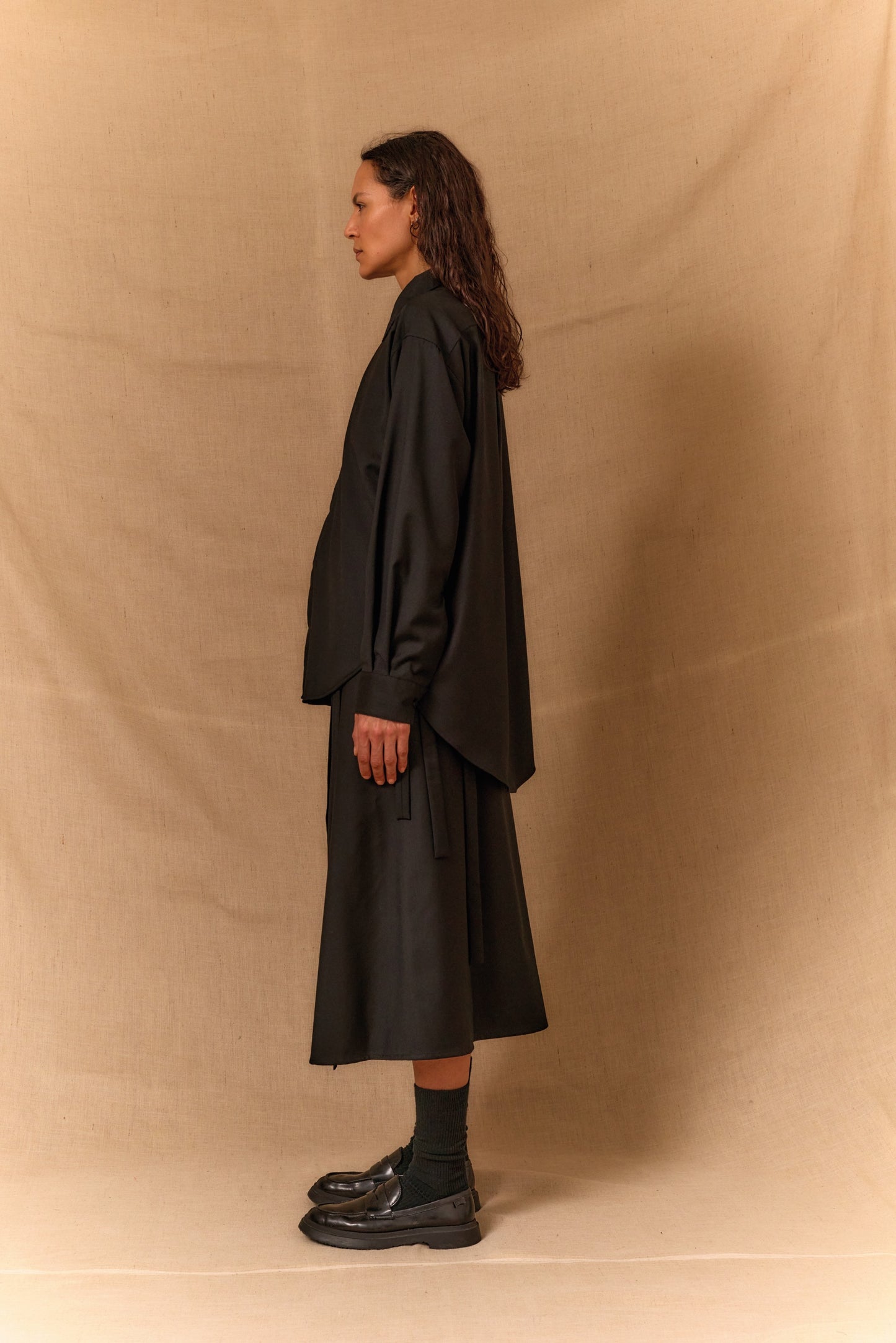 【WRIGHT+DOYLE / ライトアンドドイル】Overlap Kilt - Ebony