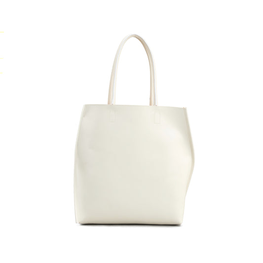 【COURTNEY ORLA / コートニーオーラ】SLOPE tote L with shoulder handle PVC/Pig L./Cow L. - Ivory/Ivory