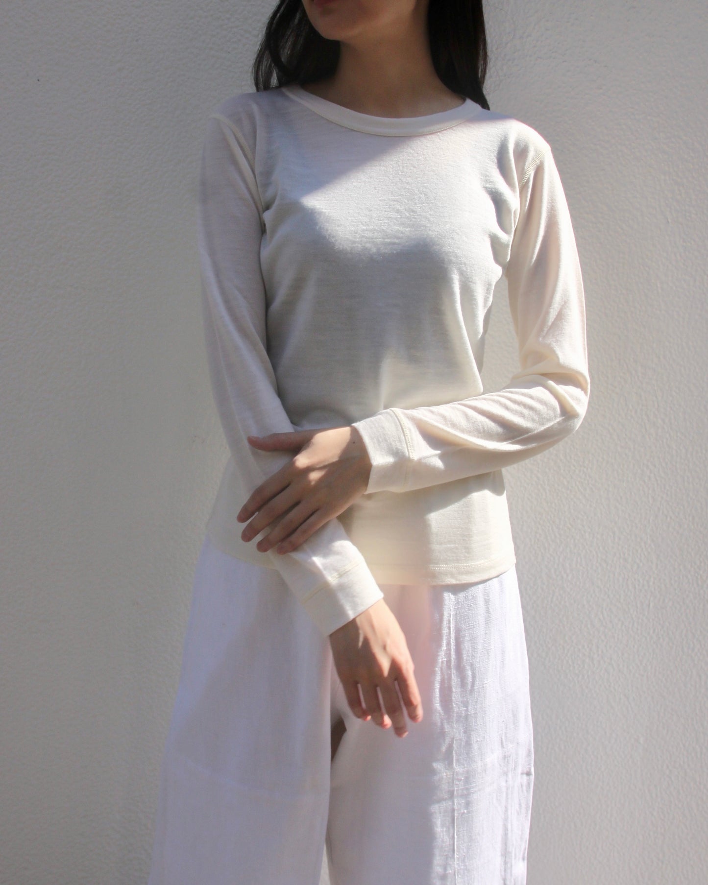 【WRIGHT&DOYLE / ライトアンドドイル】Merino Long Sleeve Vest - Chalk