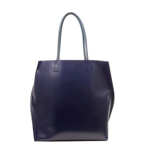 [Courtney Orla] SLOPE tote L with shoulder handle PVC/Pig L./Cow L. - Navy/Ivory