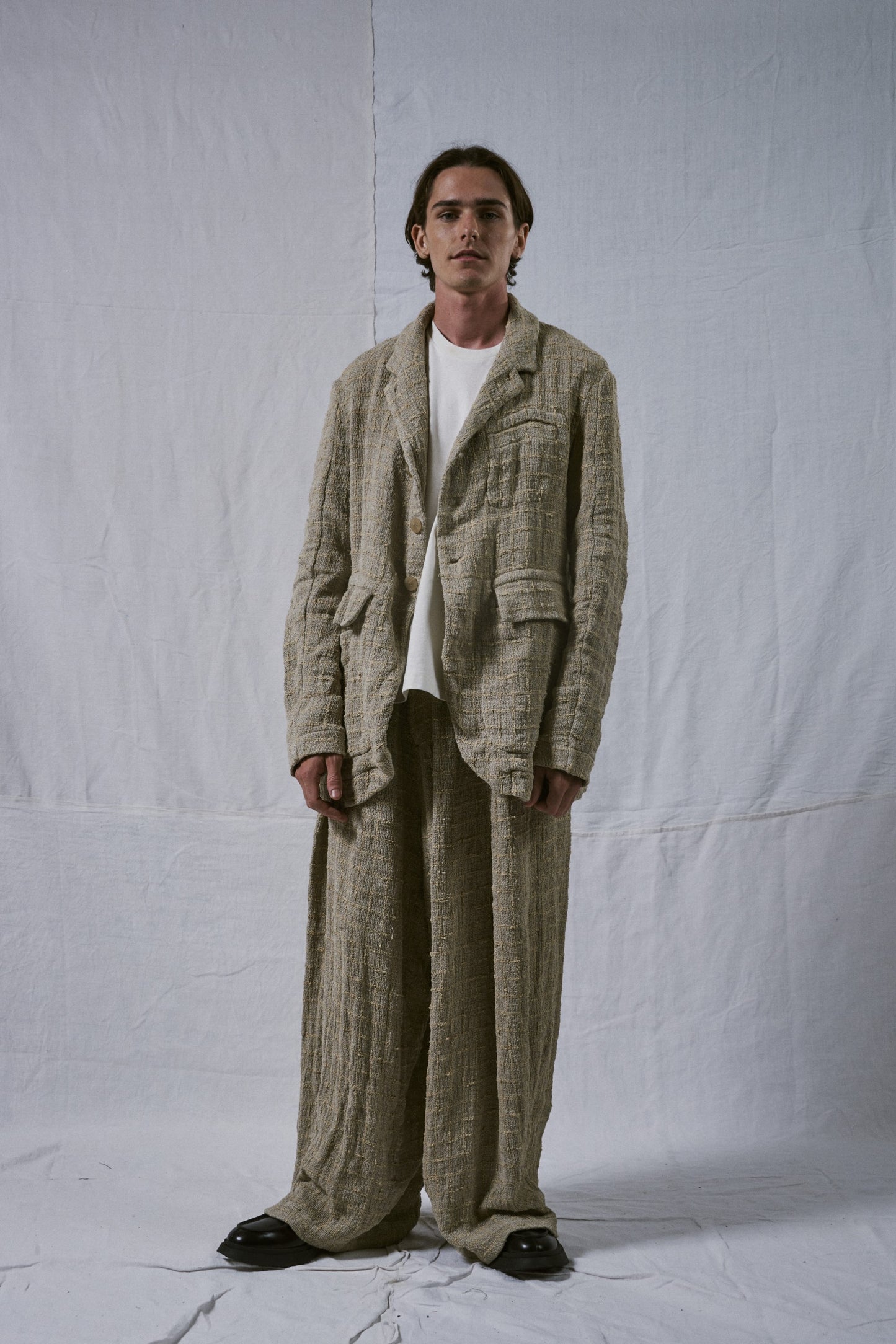 【WRIGHT+DOYLE / ライトアンドドイル】Single Pleat Tailored Trouser - Flax