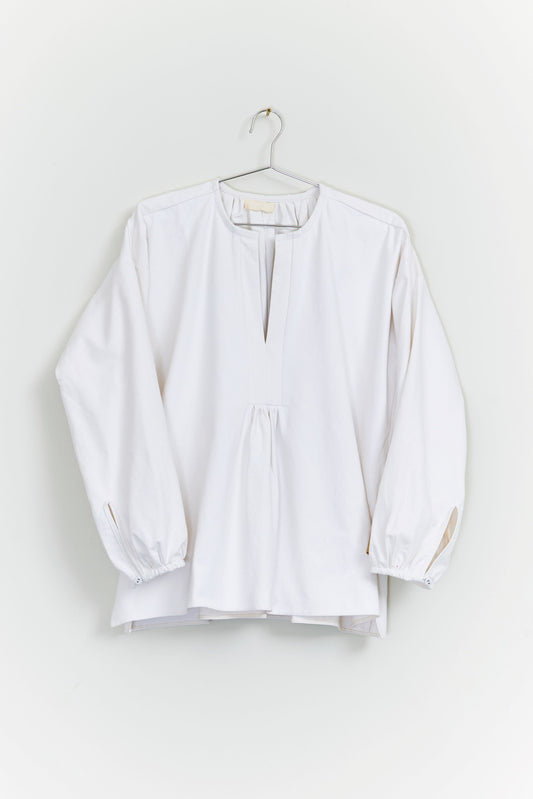 [Whiteread] Gathered Back Shirt - Natural Linen