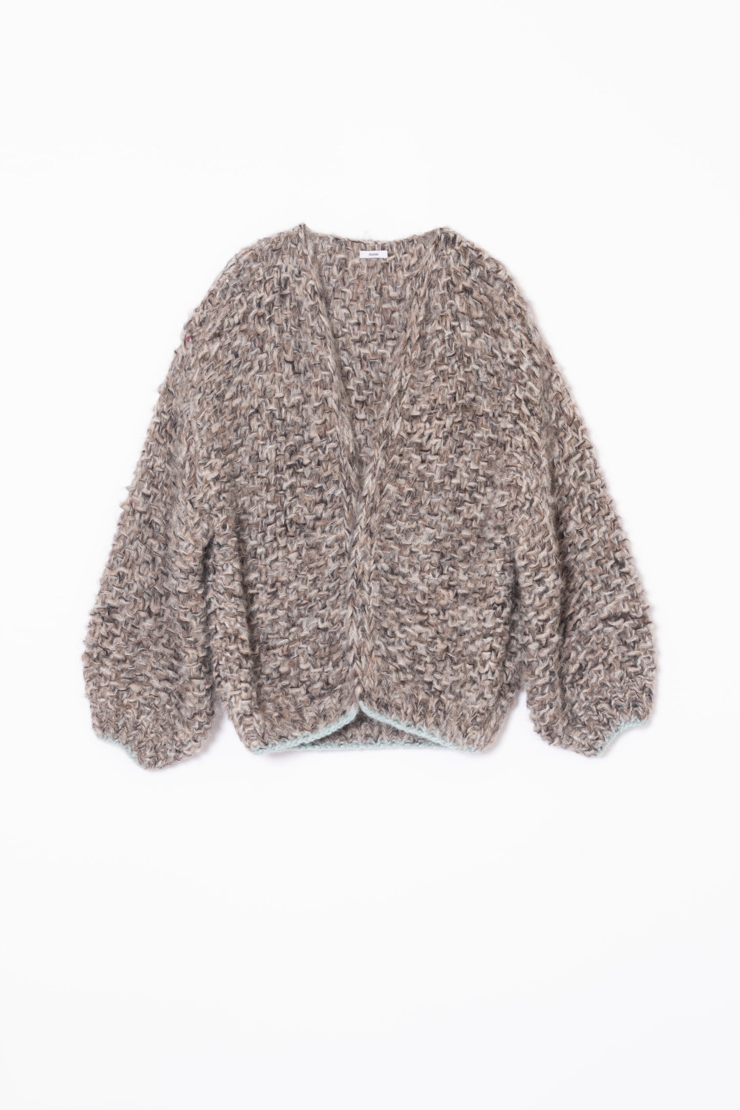 [Maiami] Fleecy Alpaca Pearl Pattern Bomber Cardigan - Dark Melange