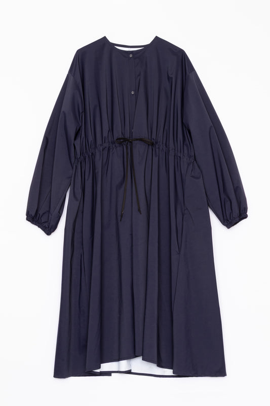 【Whiteread / ホワイトリード】Gathered channel waist tie dress - Ink