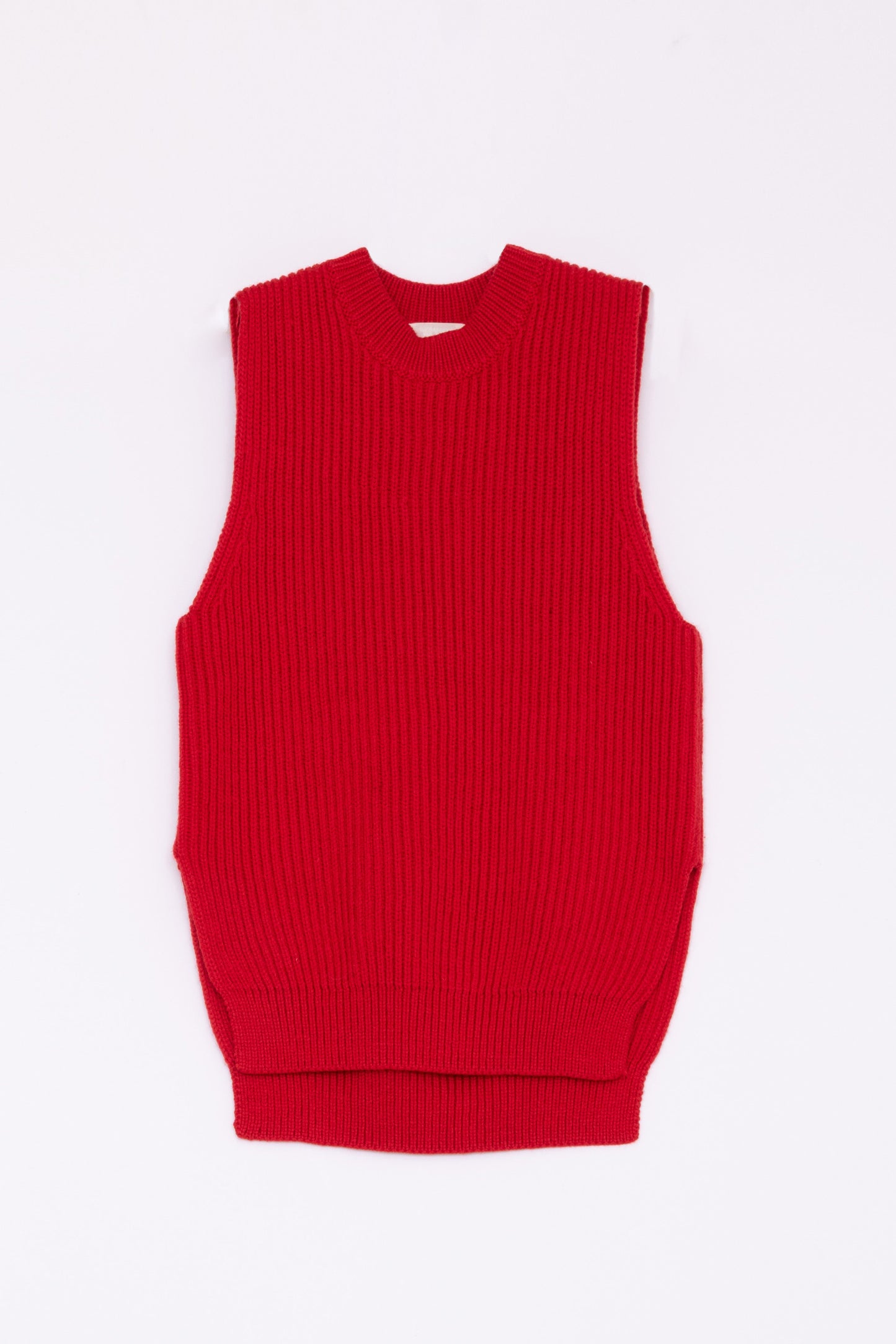 【Whiteread / ホワイトリード】Short knitted rib vest - Vermilion
