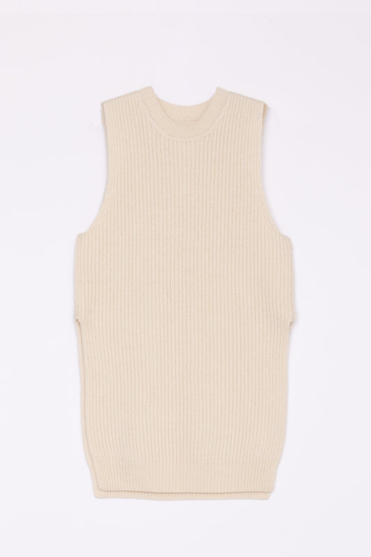 【Whiteread / ホワイトリード】Knitted rib vest - Milk