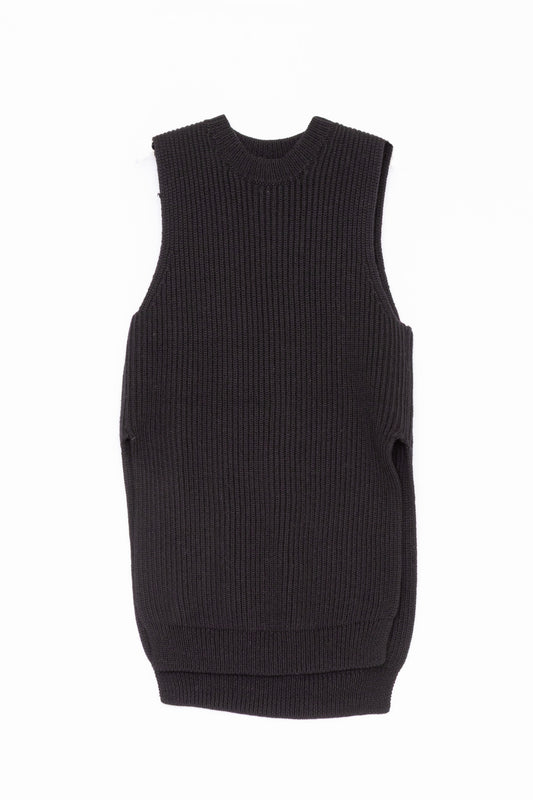 【Whiteread / ホワイトリード】Knitted rib vest - Ebony