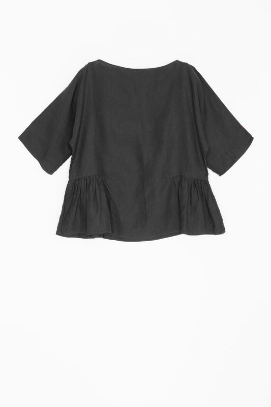 【Whiteread / ホワイトリード】GATHERED SIDE HEM TOP - CHARCOAL