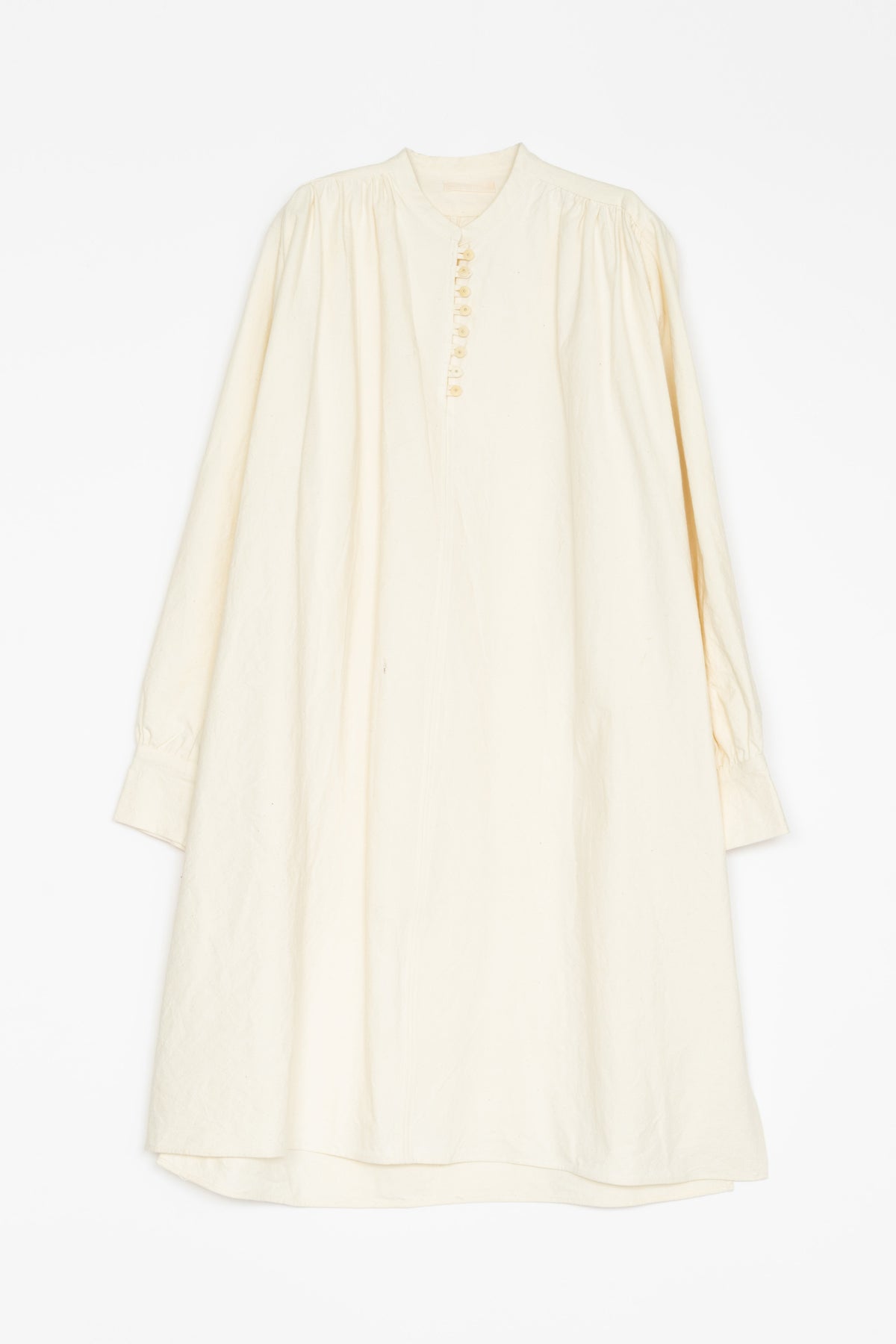 【Whiteread / ホワイトリード】Gathered button shirt dress - Natural Linen