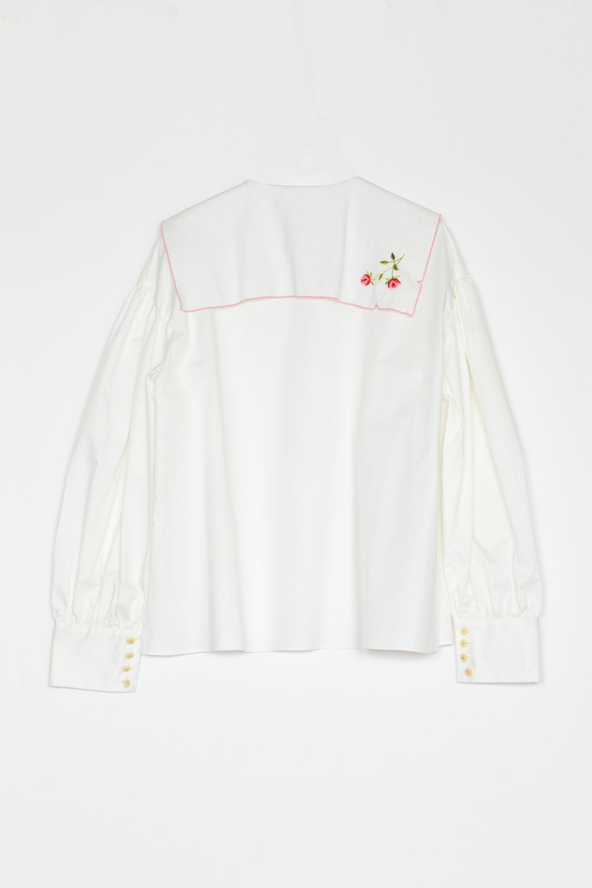 【Whiteread / ホワイトリード】Button Front Collar shirt - Salt with napkin collar rose