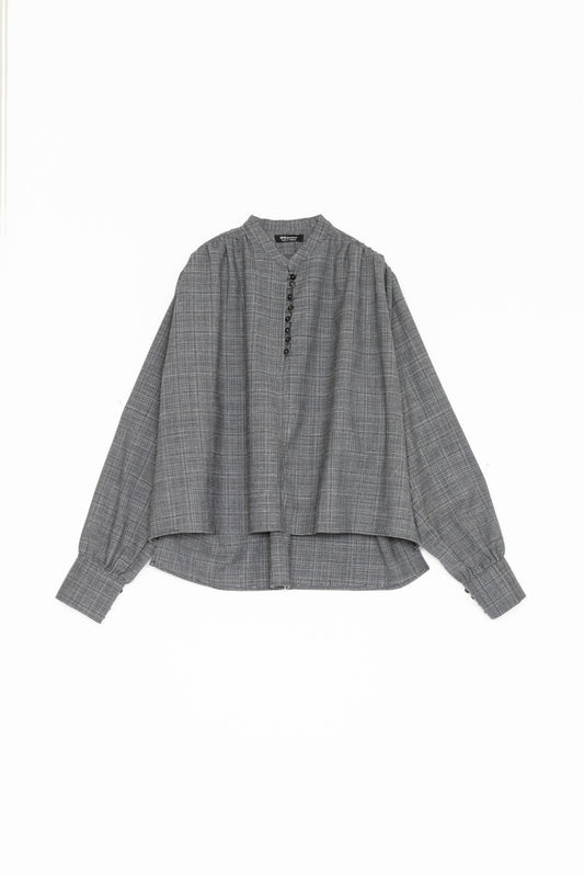 【Whiteread / ホワイトリード】Gathered Button shirt - Slate check