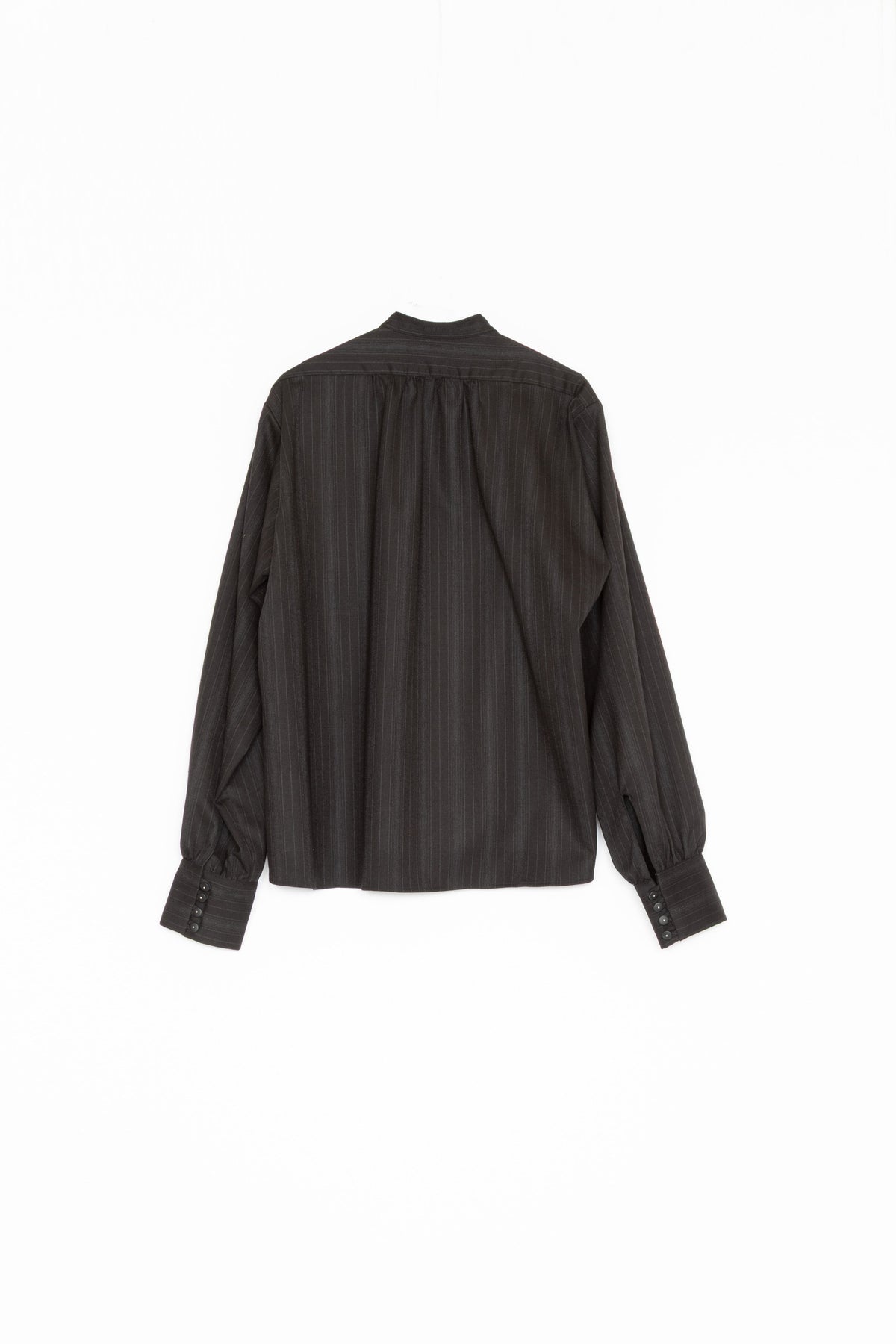 【Whiteread / ホワイトリード】Gathered Button shirt - Coal stripe