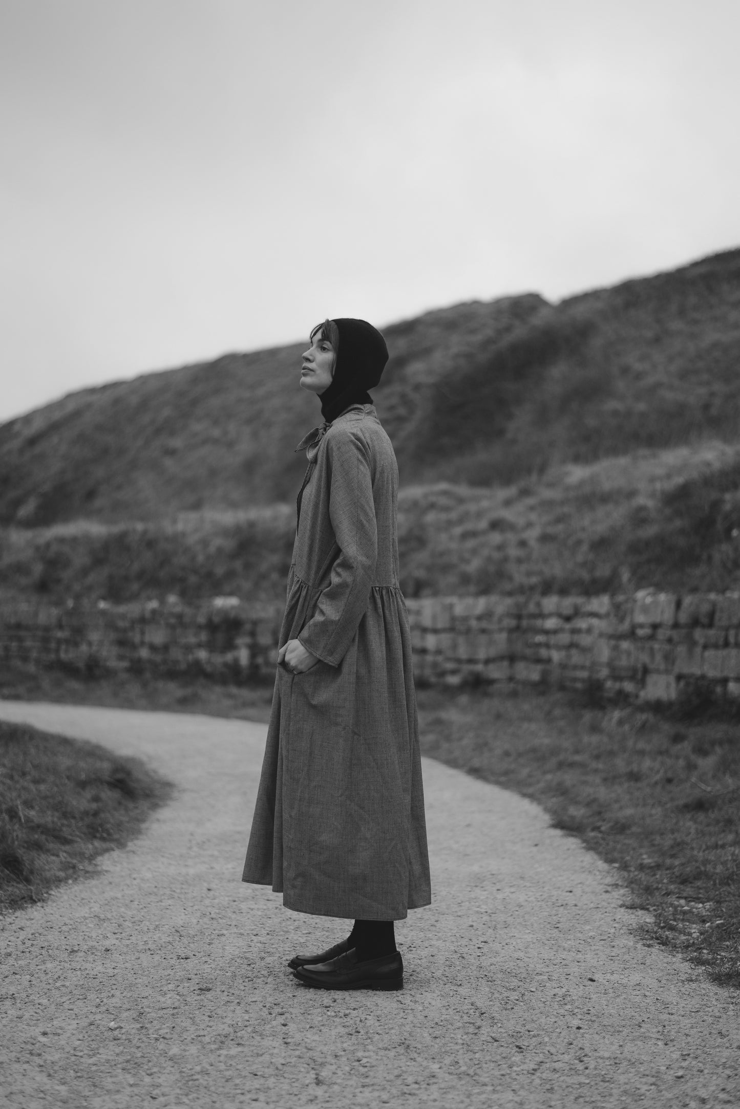 【Whiteread / ホワイトリード】Handkerchief tie dress - Raven Check