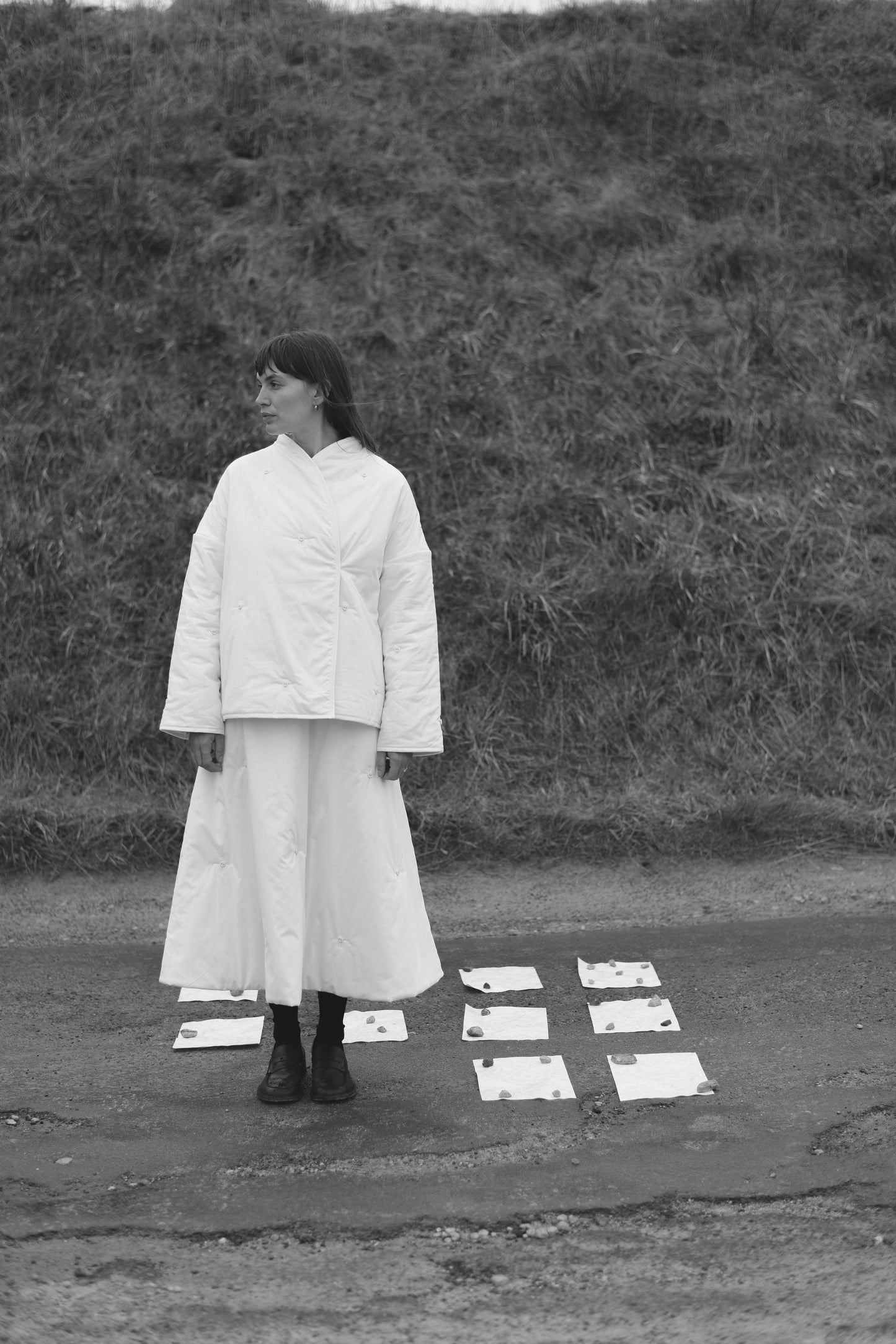 【Whiteread / ホワイトリード】Padded skirt - Salt